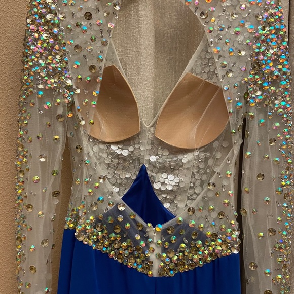Blue Iridescent Crystal Gown - Picture 5 of 10